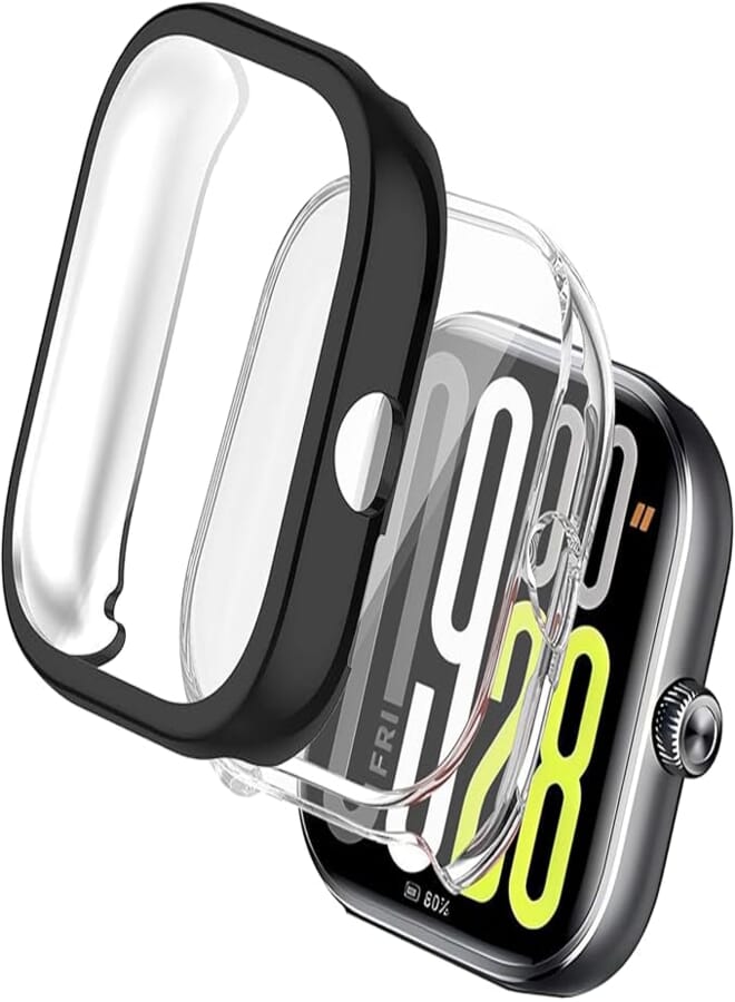 USTIYA Case for Redmi Watch 5 Case Cover Screen Protector TPU Cover (Transparent + Black)